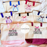Embroidered Teacher Tote Bag - WS