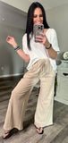 Khaki Mineral Wash Elastic Waist Pants