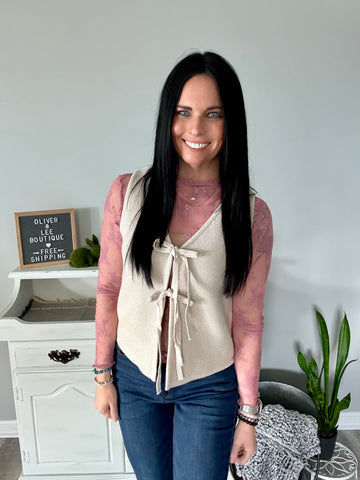Sand Beige Tie Vest