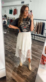 Lace Tiered Midi Skirt