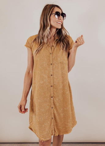 Mustard Button Dress One S