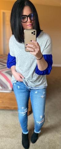 Royal Blue 3/4 Sleeve Top